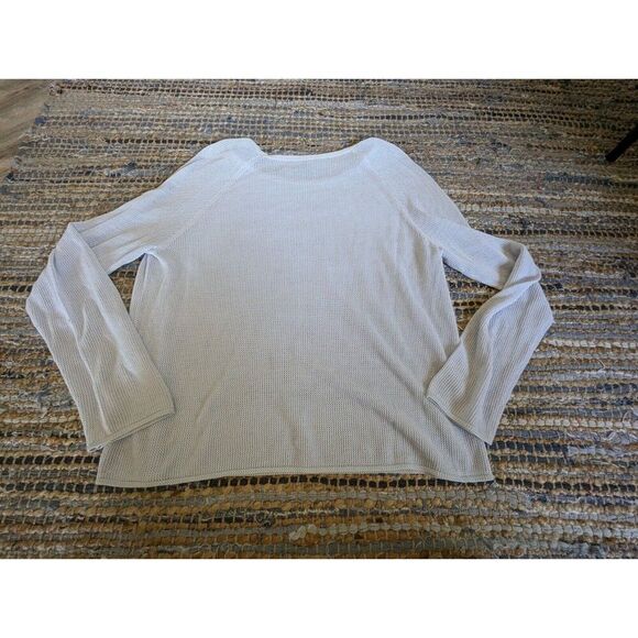 Eileen Fisher Pastel Blue Mesh L/S Top Large Sheer Fisherman - Picture 7 of 7